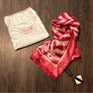 Pink zebra print silk Coach scarf. BRAND NEW